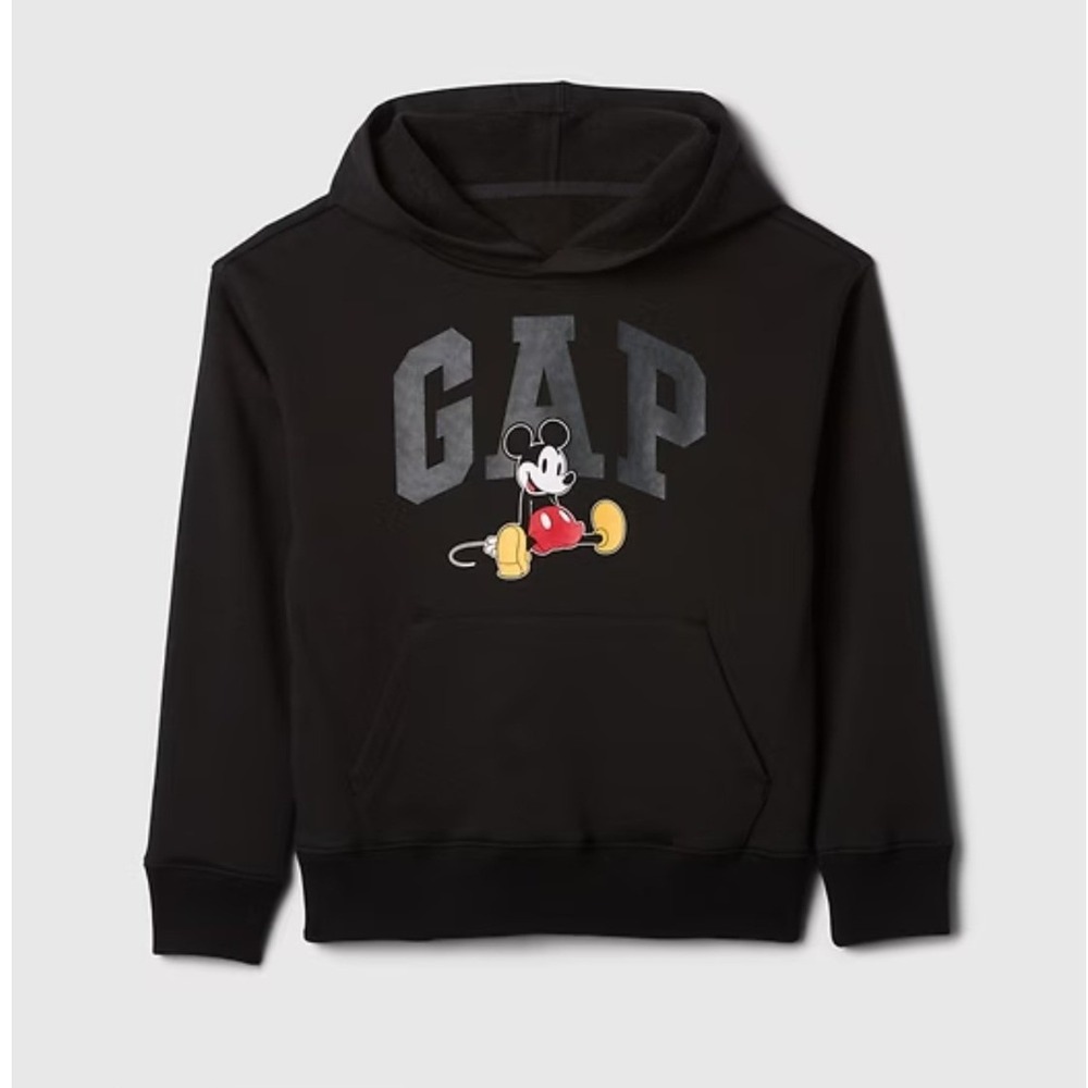Gap x‎ Disney Mickey Mouse Logo Hoodie Kids Size 5 Black Cotton Blend Fleece NWT